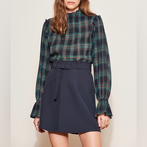 New NWT The Fifth Label Plaid Blouse Zone Tartan Mock Neck Long Sleeve Top $78 - Picture 3 of 14